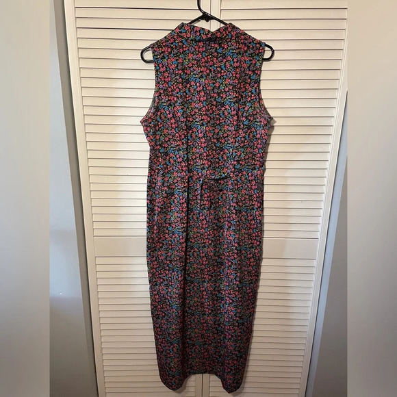 VTG Kathie Lee Collection Sleeveless Collared Button Down Floral Dress Size 14 - Picture 9 of 16